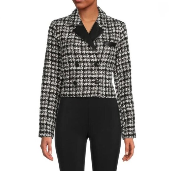 BCBGeneration Double Breasted Blazer Faux Leather Trim Jacket MEDIUM $148 - Picture 1 of 13